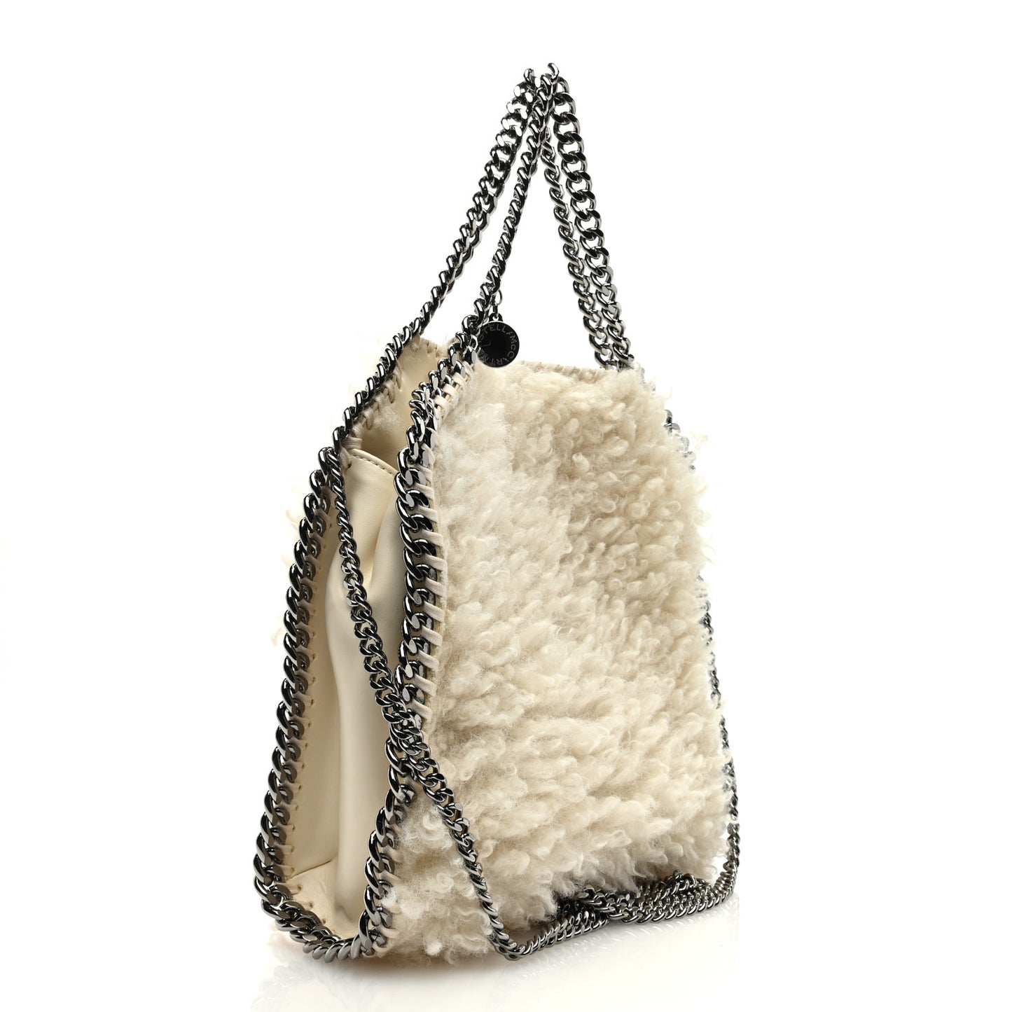Wool Fur Small Falabella Tote White