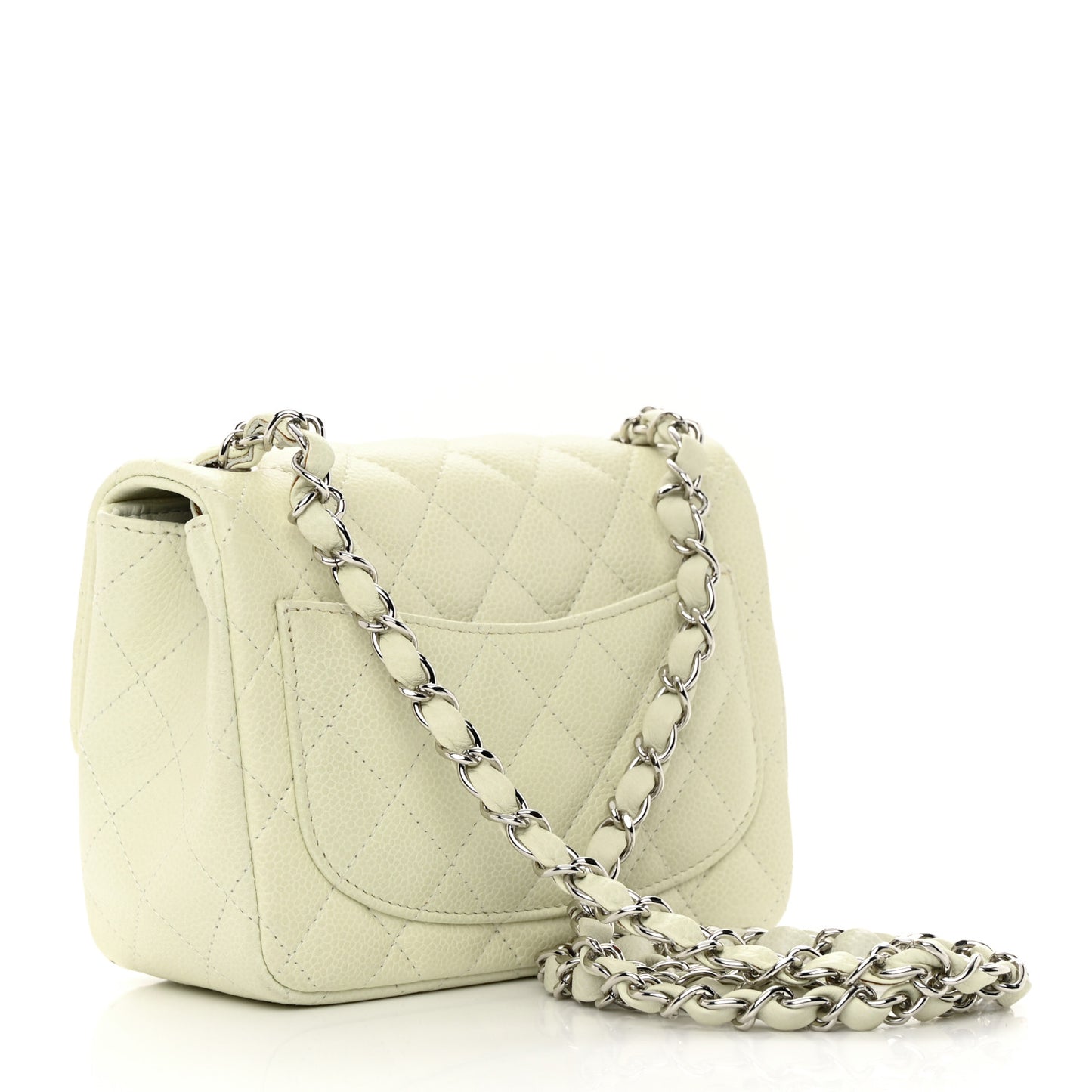 Caviar Quilted Mini Square Flap Dark White