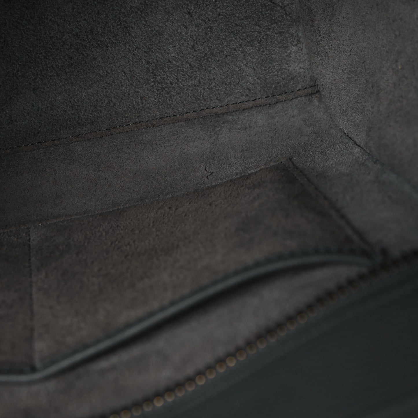 Drummed Calfskin Micro Luggage Kohl