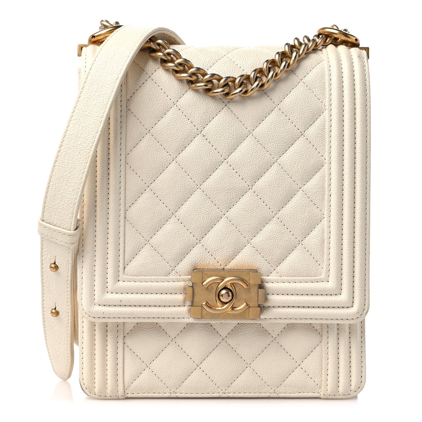 Caviar Quilted North South Boy Flap White
