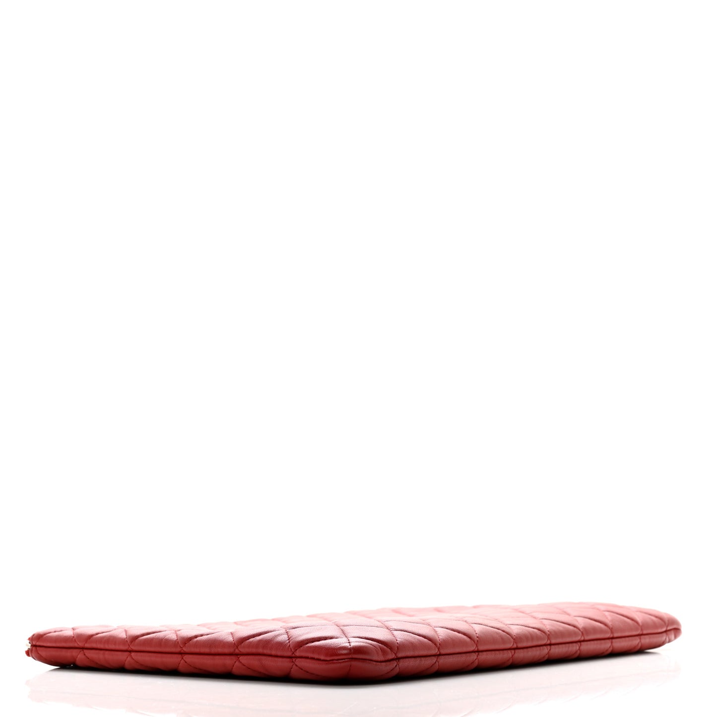Lambskin Quilted Large Cosmetic Case Red