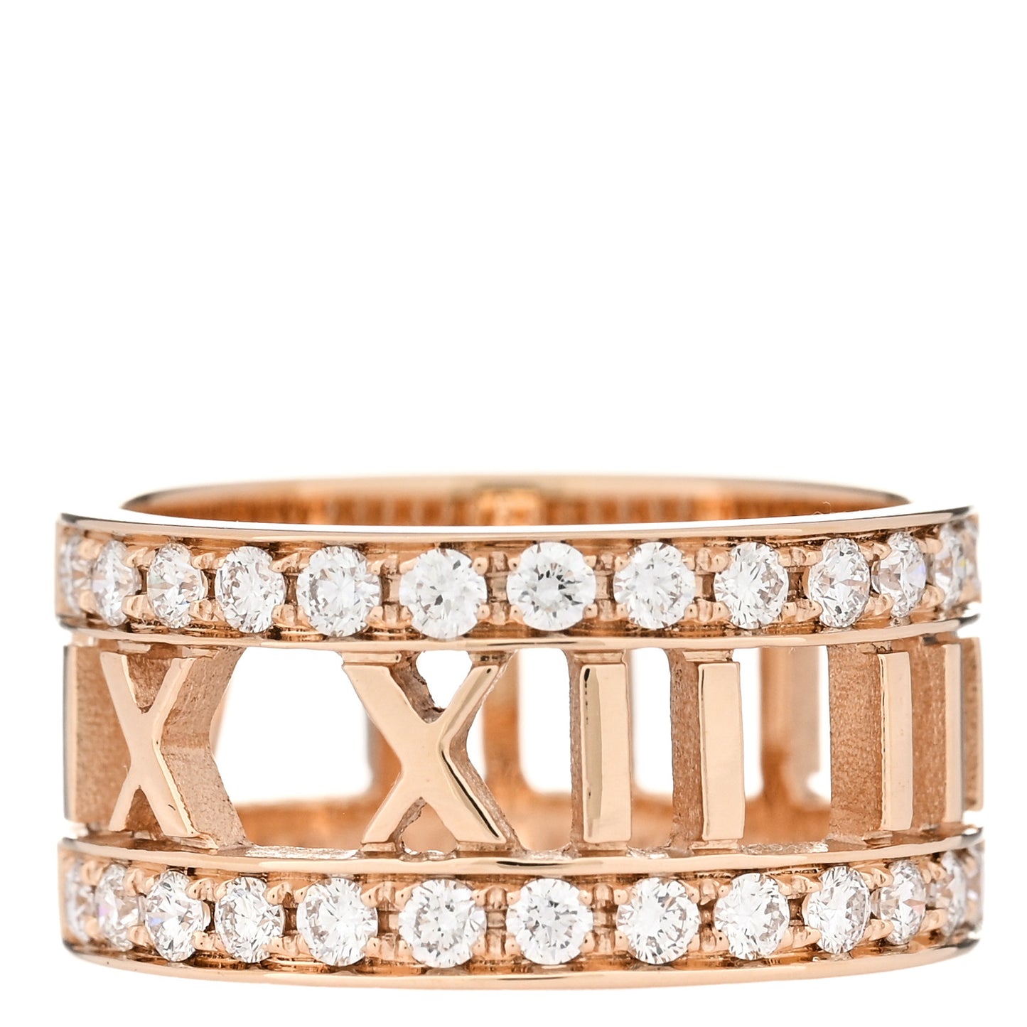 18K Rose Gold Diamond Wide Atlas Open Ring 48 4.5