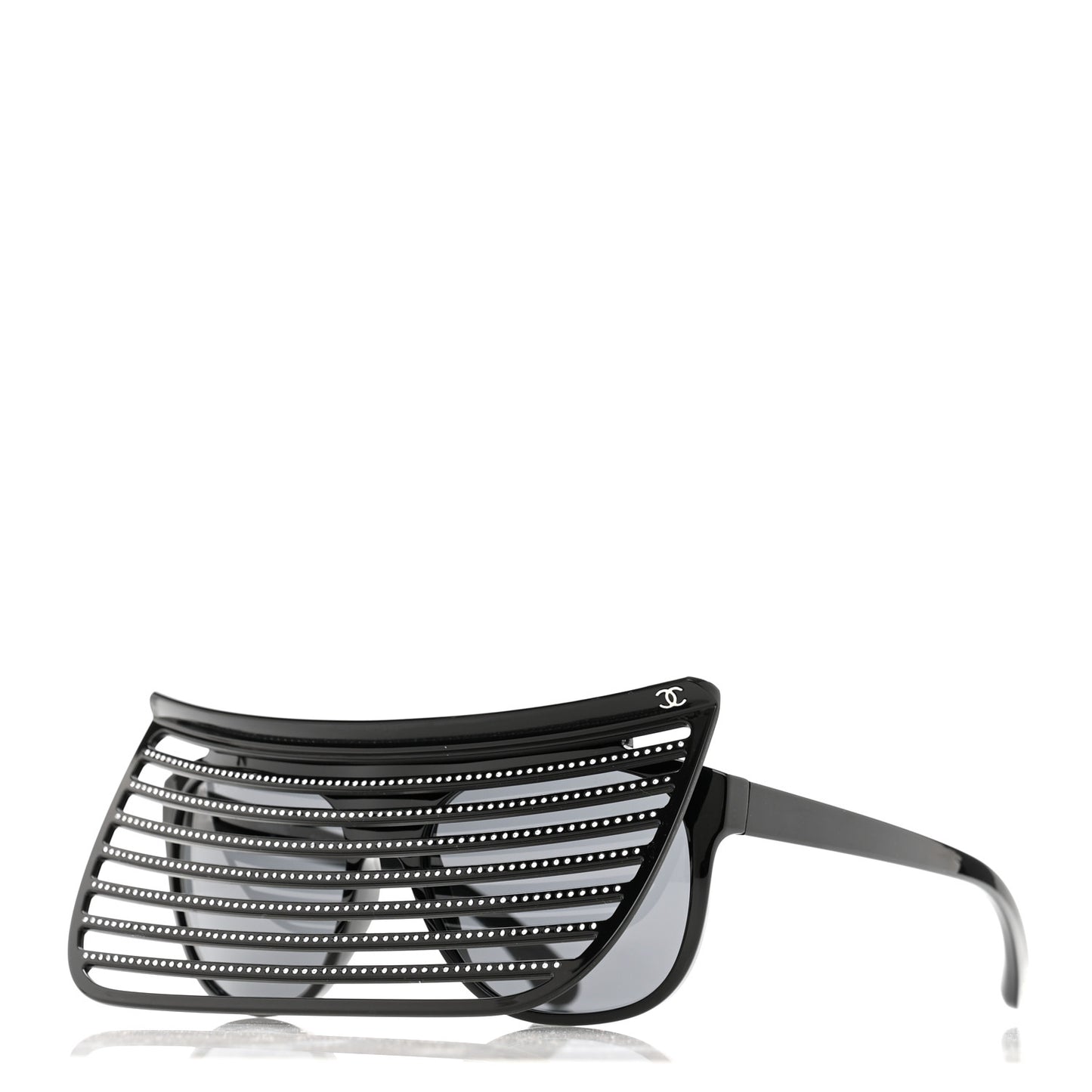 Shield Square Crystal Embellished Coco Beach Sunglasses Black Gray