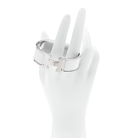 Enamel Wide Clic Clac H Bracelet GM White