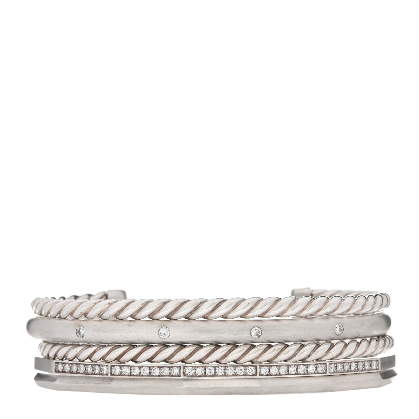 Sterling Silver Diamond Narrow Stax Cuff Bracelet