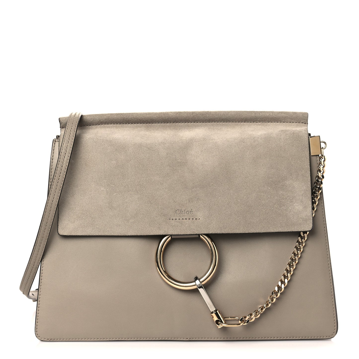Calfskin Suede Medium Faye Shoulder Bag Motty Grey