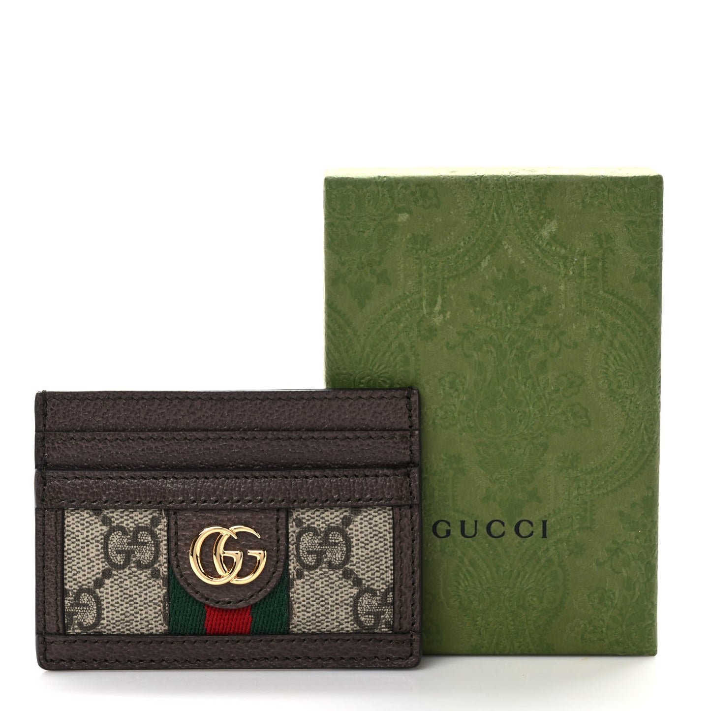 GG Supreme Monogram Ophidia Card Holder Brown