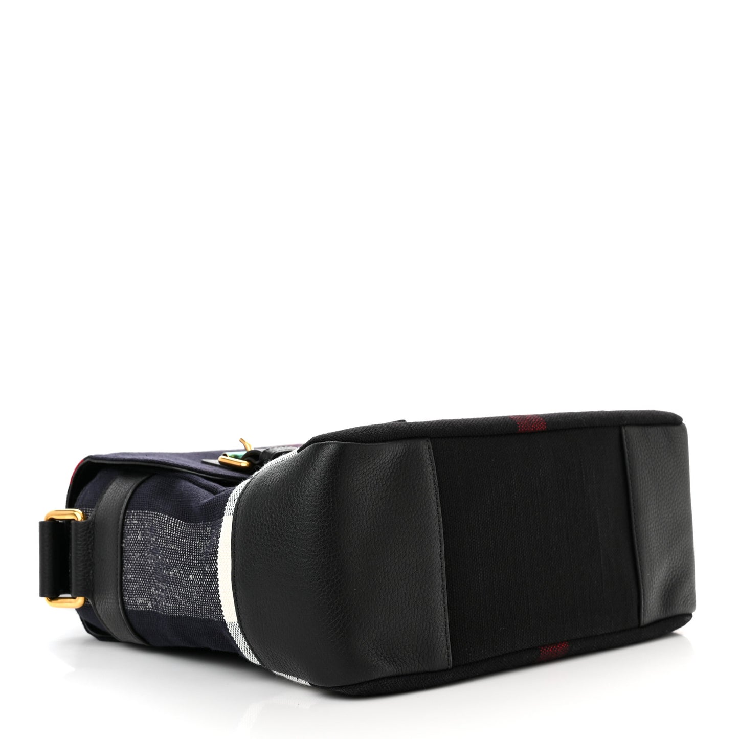Canvas Mega Check Large Baildon Messenger Bag Navy