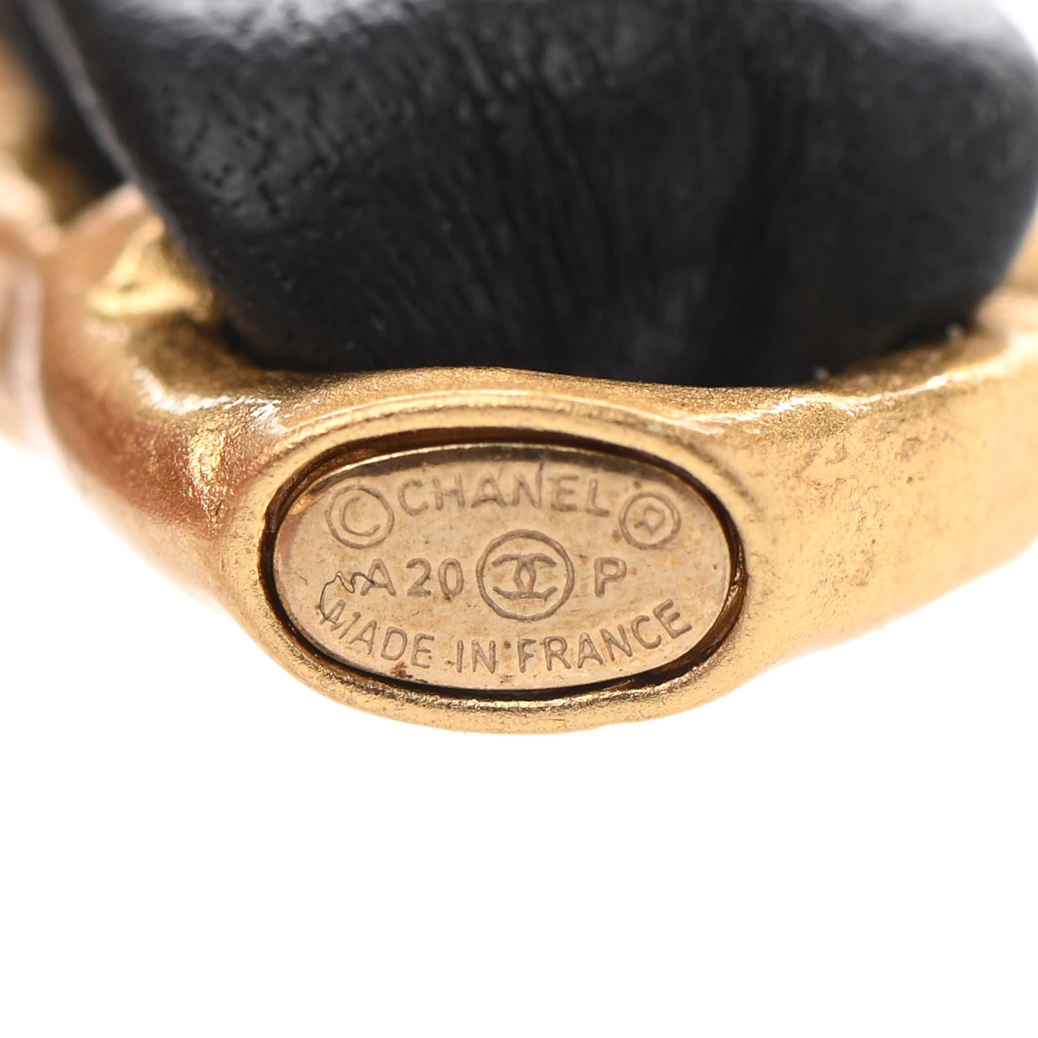 Chanel Lambskin CC Chain Hoop Earrings Gold Black 4 of 5