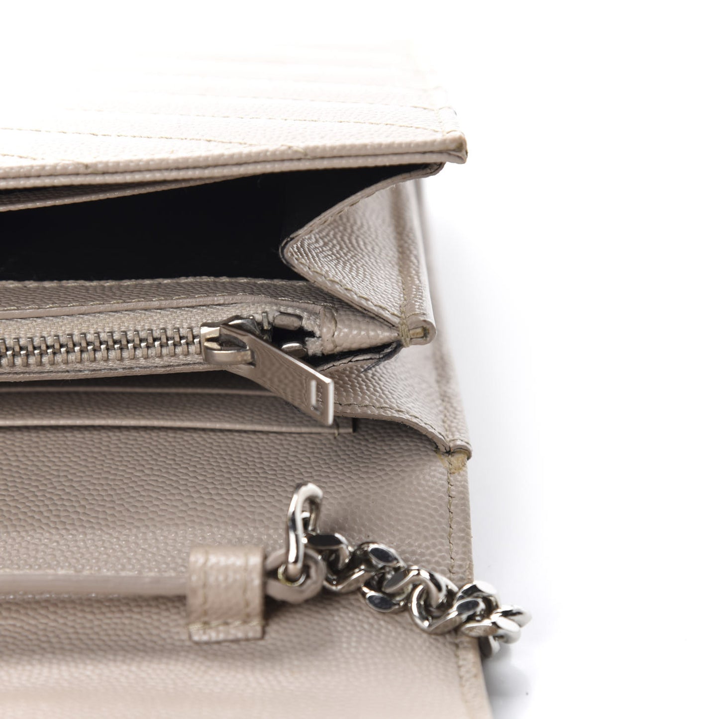 Grain De Poudre Matelasse Chevron Monogram Chain Wallet Nude Powder