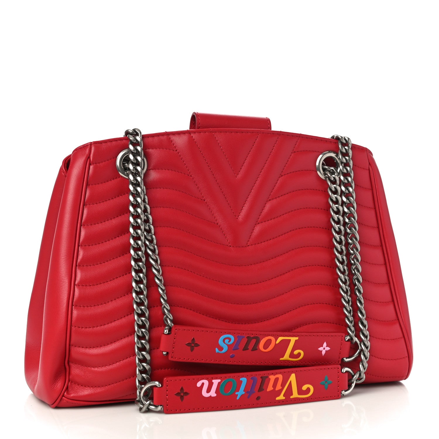 Louis Vuitton Calfskin New Wave Chain Tote Ecarlate 3 of 11