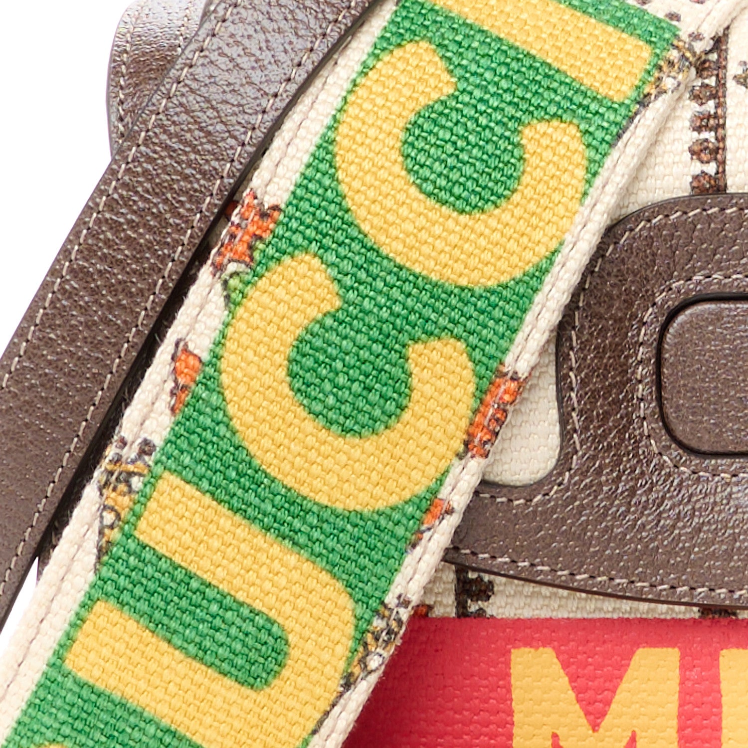 Gucci Canvas Calfskin 100 Centennial Music Medium Bamboo 1947 Top Handle Bag Multicolor 10 of 12