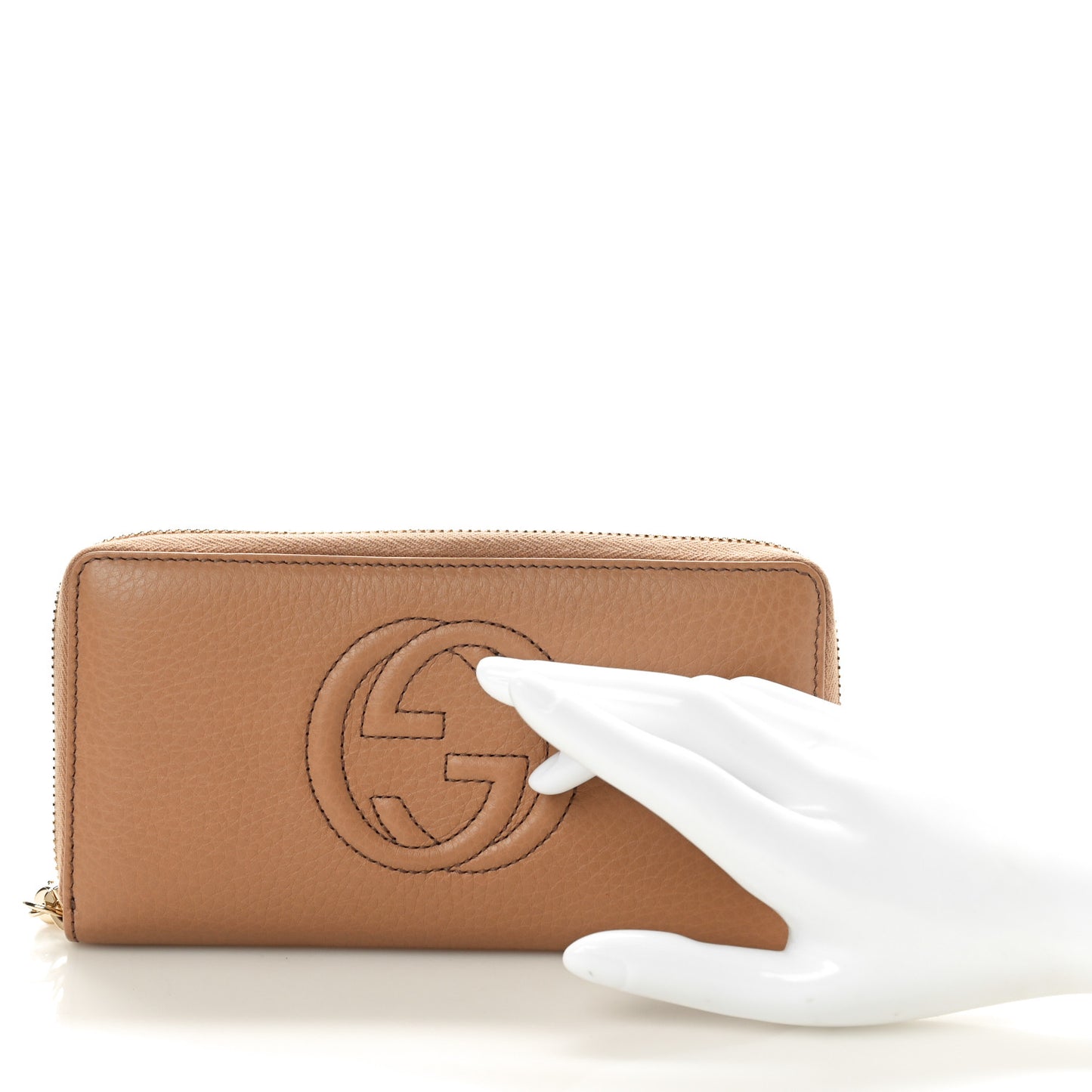 Pebbled Calfskin Soho Zip Around Wallet Camelia