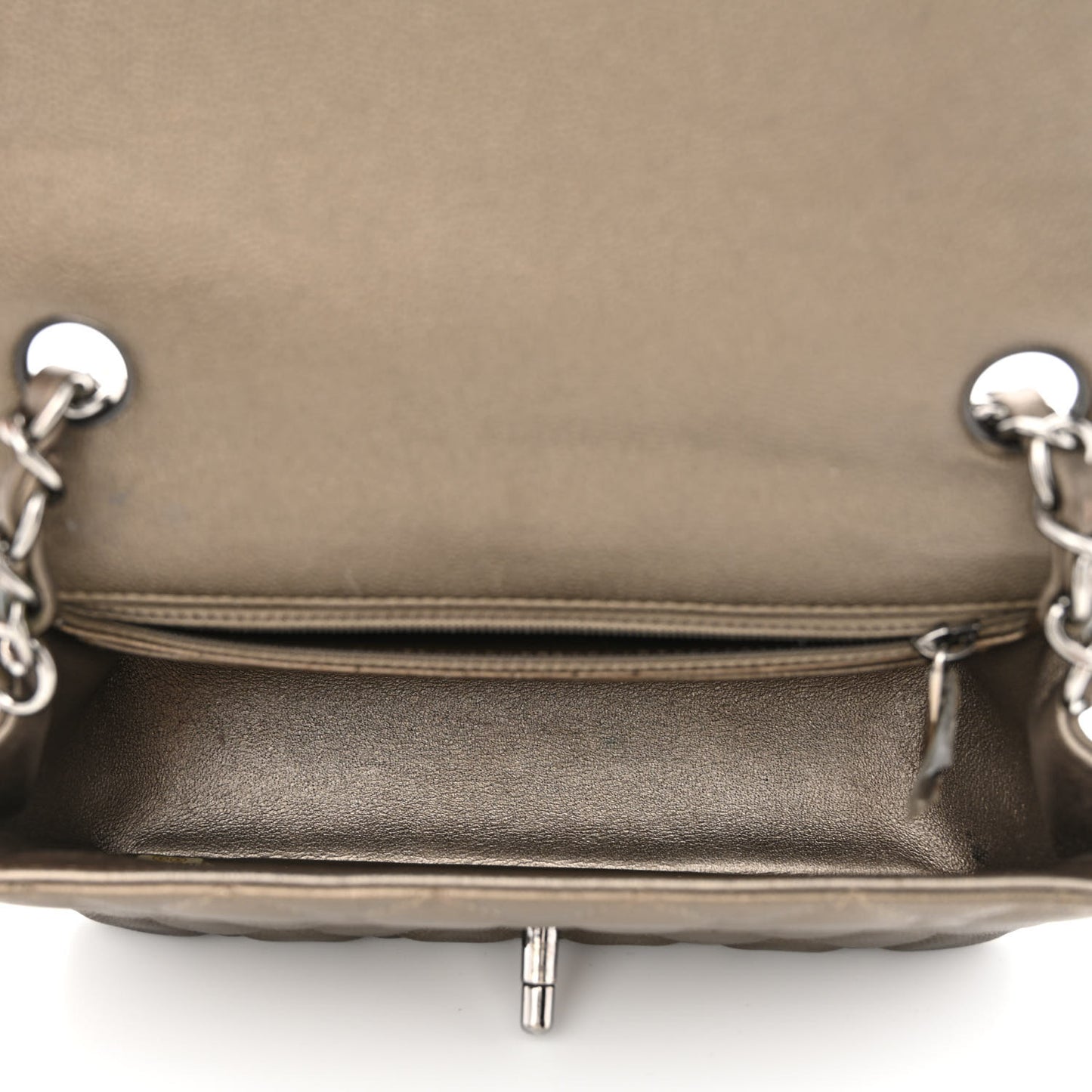 Iridescent Caviar Quilted Mini Rectangular Flap Bronze