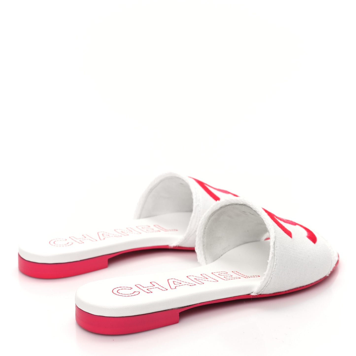 Jersey Knit CC Mules 37 White Fuchsia