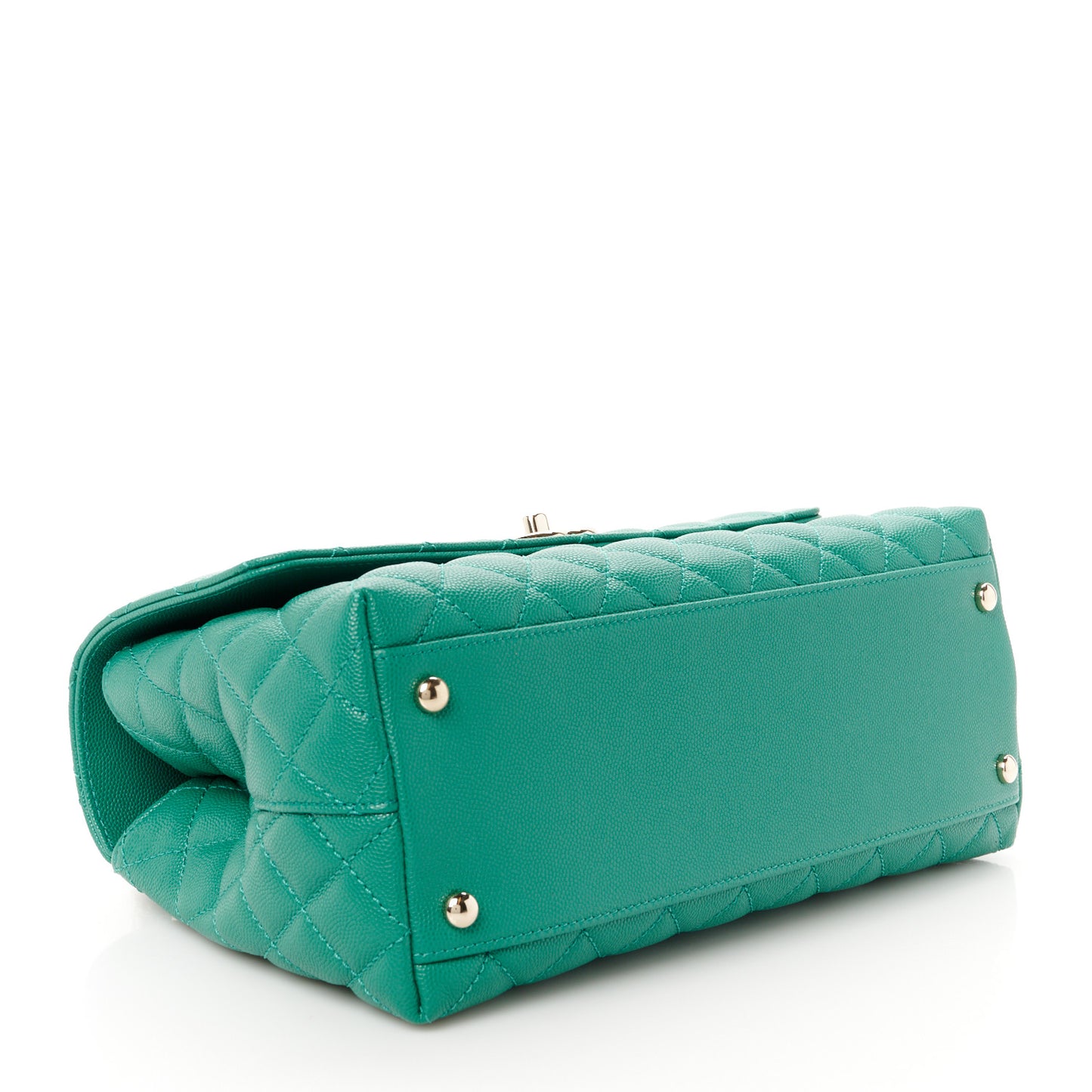 Caviar Quilted Small Coco Handle Flap Green