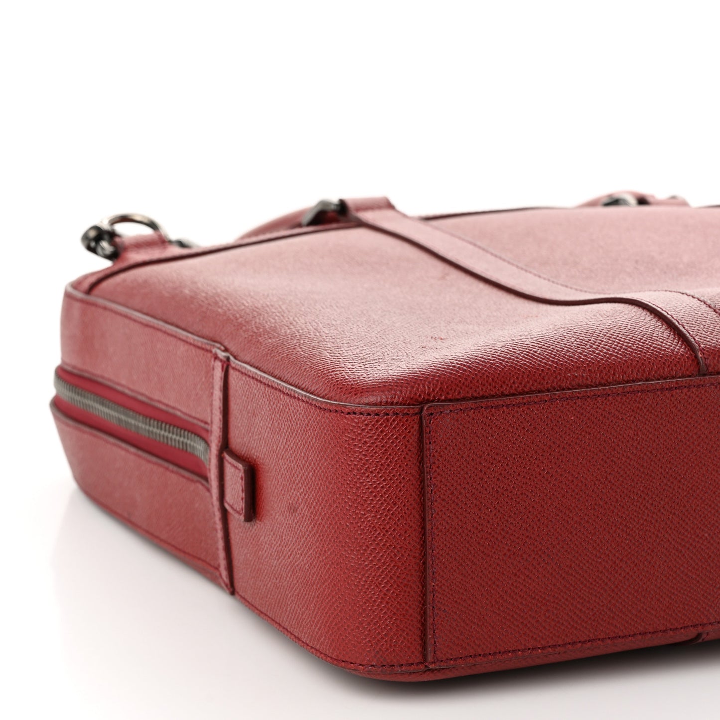 Textured Calfskin Small Newberg Briefcase Red