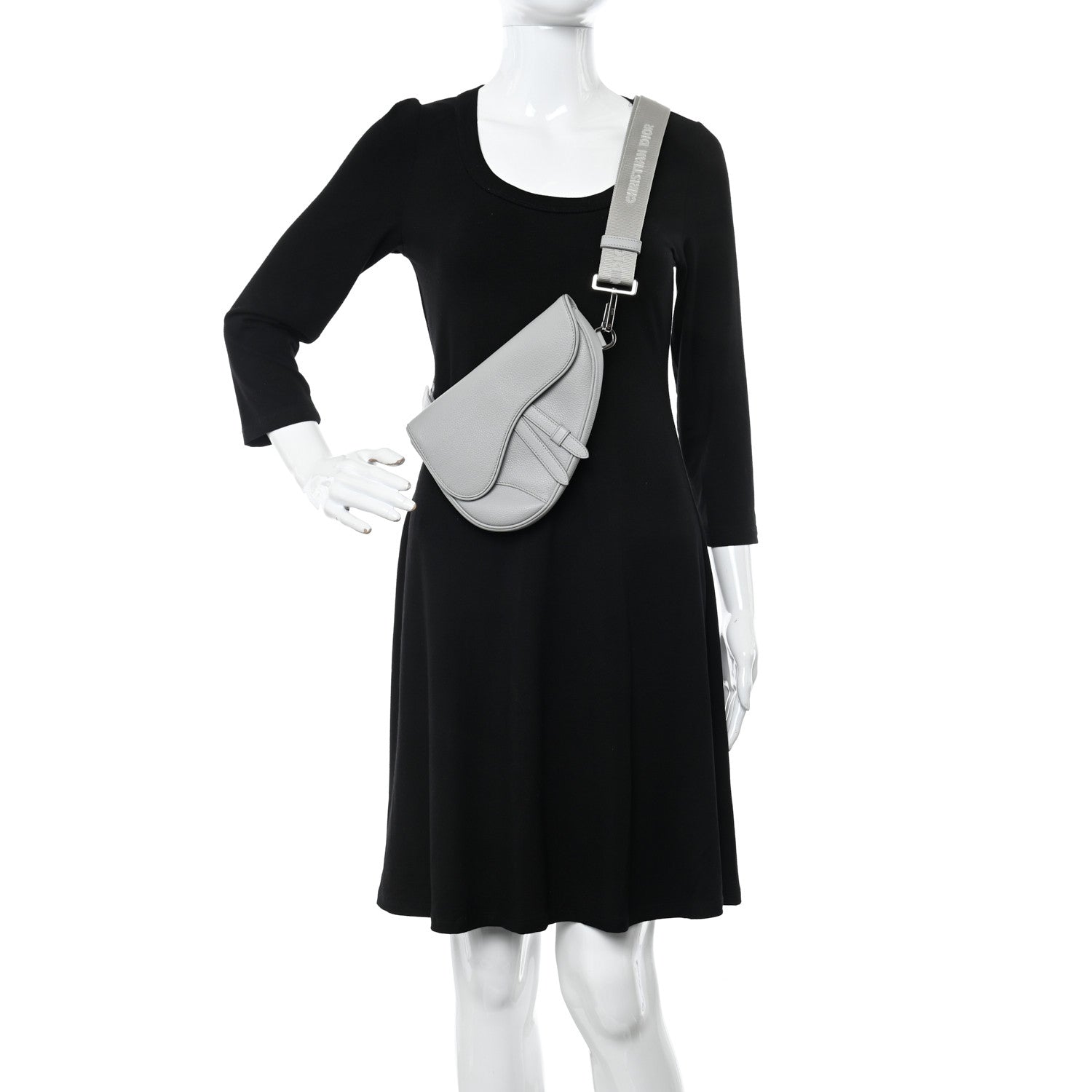 Christian Dior Grained Calfskin Mens Mini Saddle Bag Gray 2 of 12