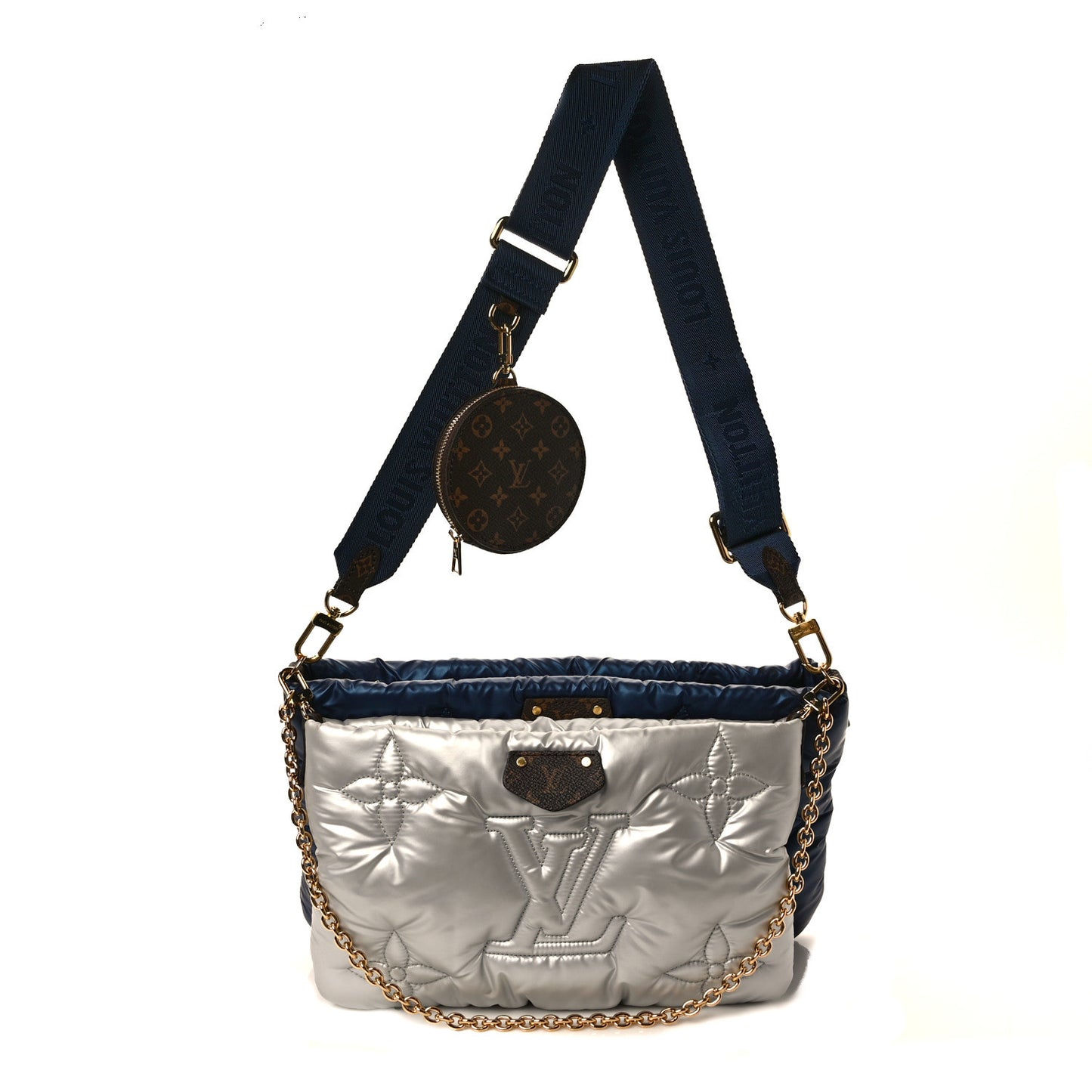 Econyl Monogram Pillow Maxi Multi Pochette Accessories Navy Silver