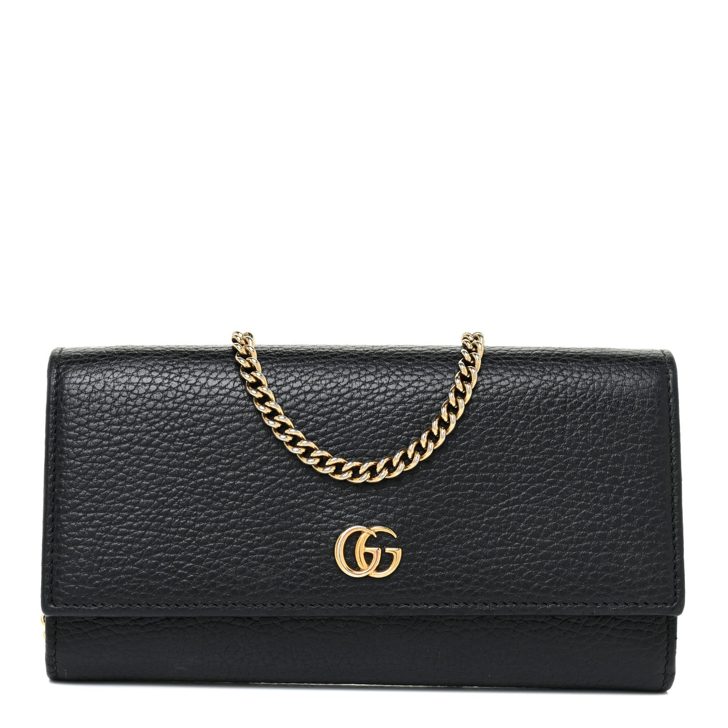 Calfskin Petite GG Marmont Wallet Chain Bag Black