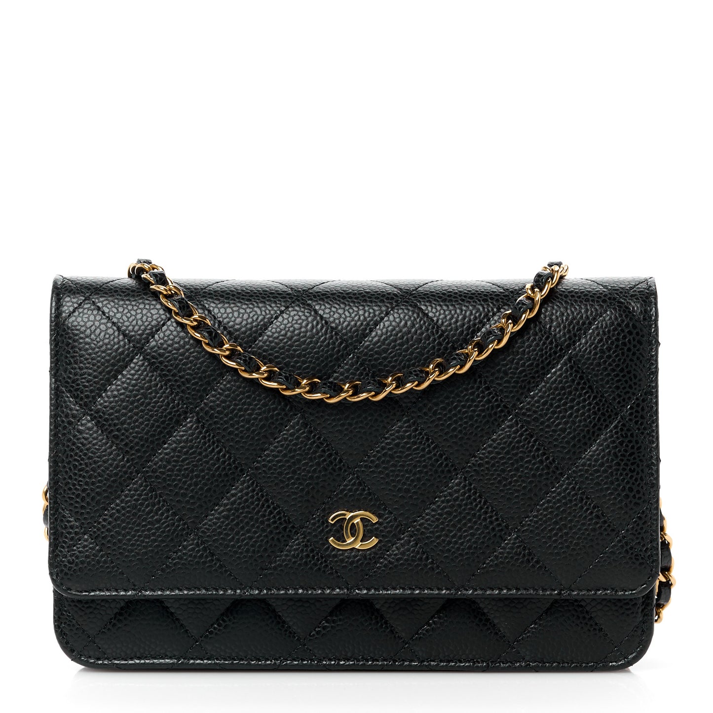 Caviar Quilted Wallet on Chain WOC Black