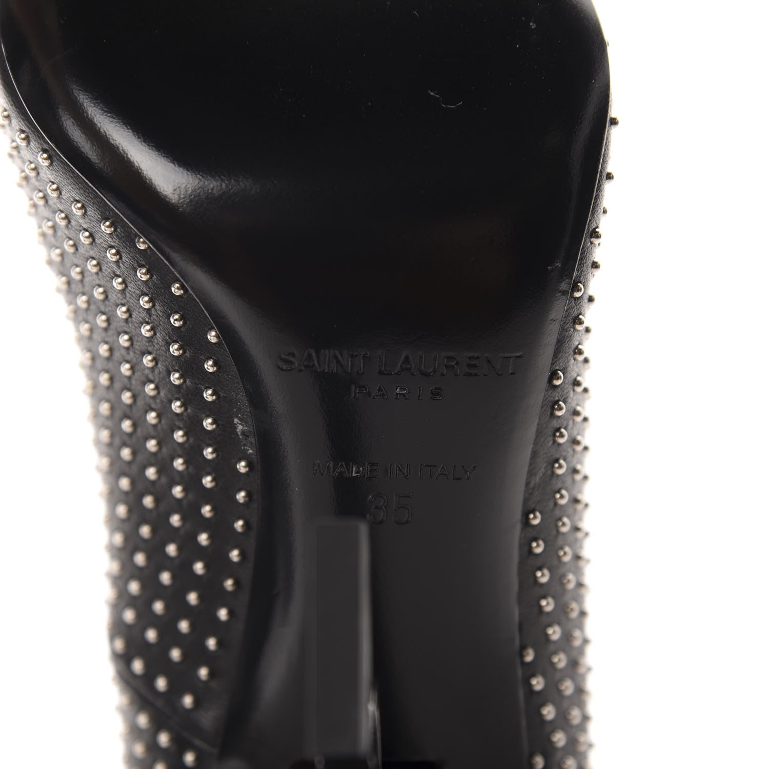 Saint Laurent Calfskin Studded Opyum 100 Pumps 35 Black 7 of 10
