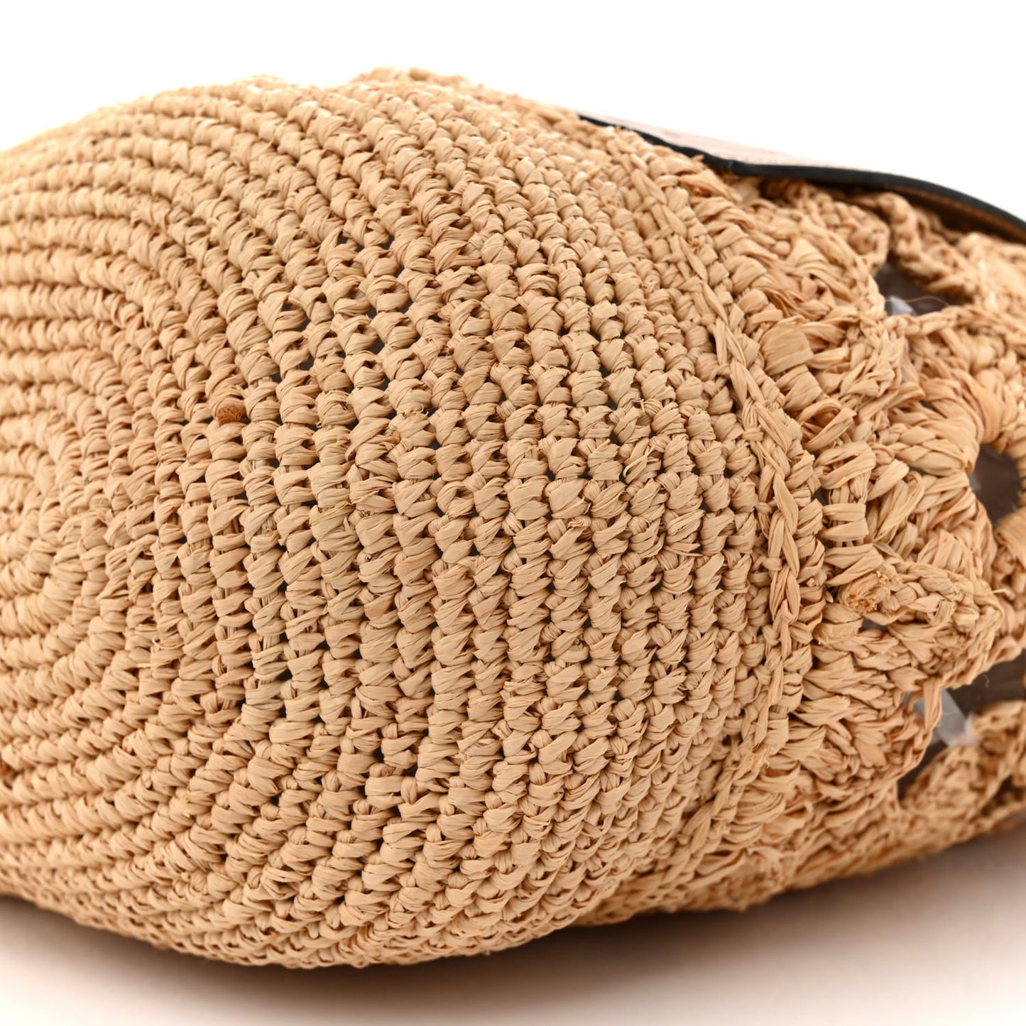 Raffia Crochet Slit Tote Bag Natural Tan