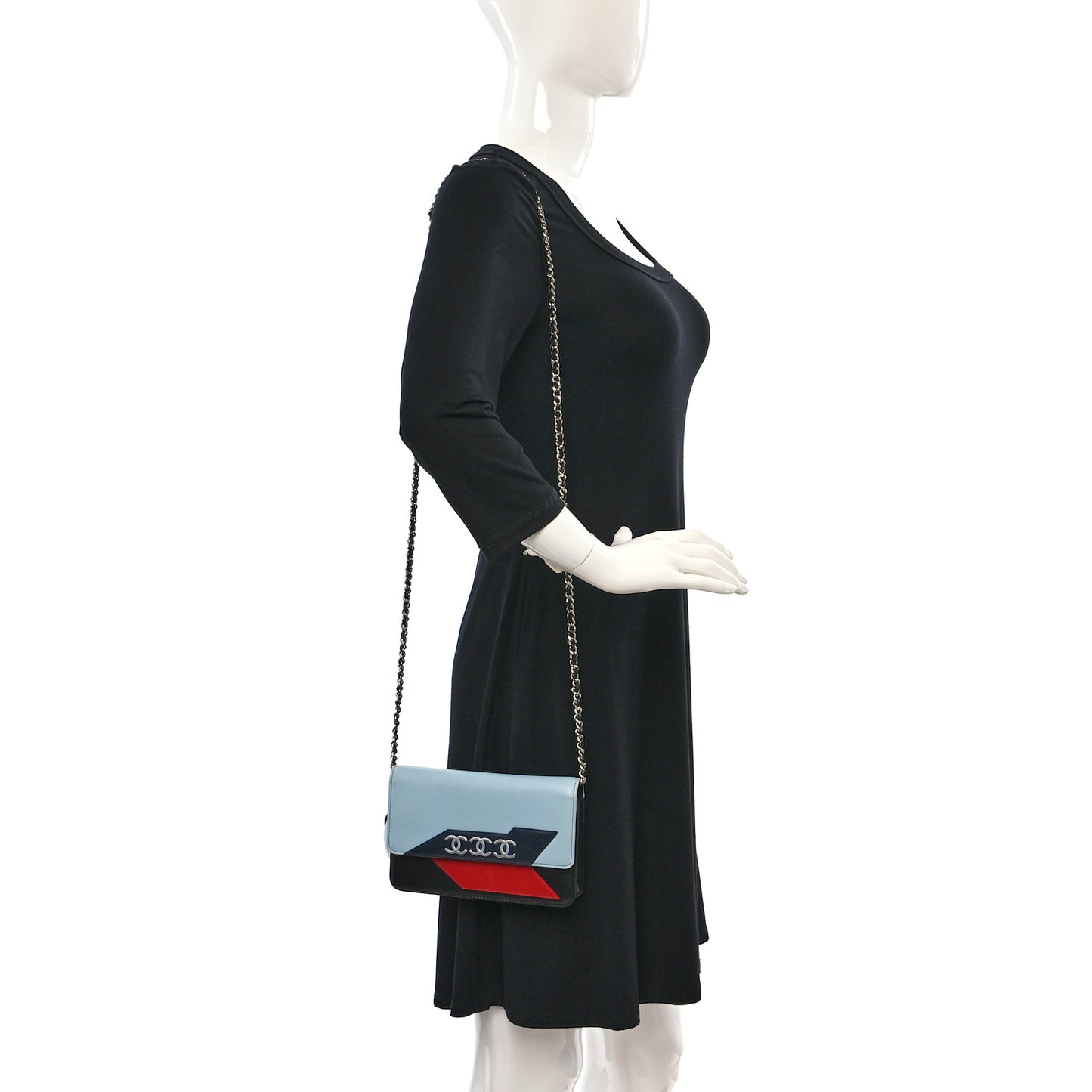 Lambskin Airlines Wallet On Chain WOC Blue Black Red
