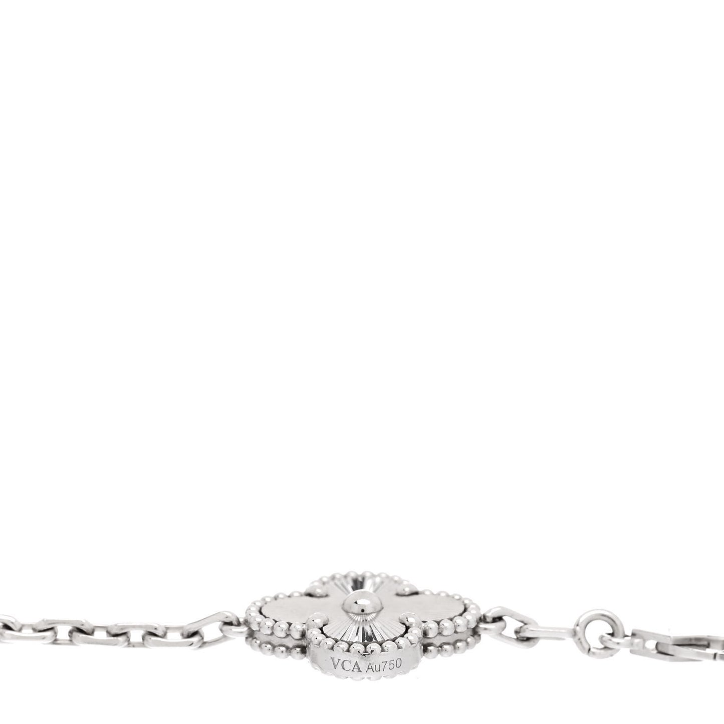 18K White Gold 5 Motifs Guilloche Vintage Alhambra Bracelet