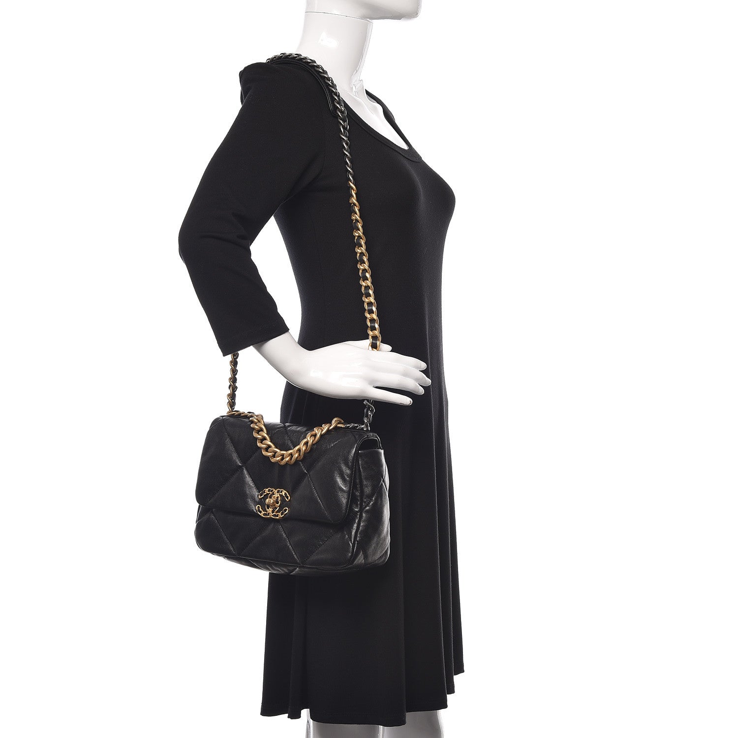 Chanel Lambskin Quilted Medium 19 Flap Black 2 of 11