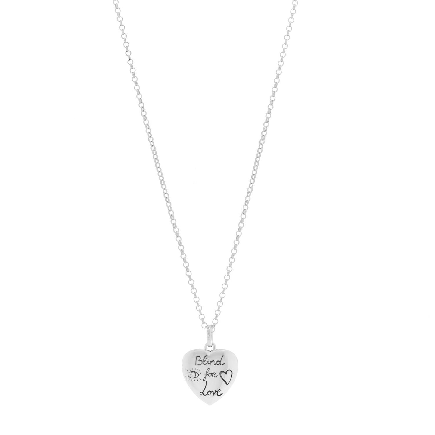 Sterling Silver Blind for Love Heart Pendant Necklace