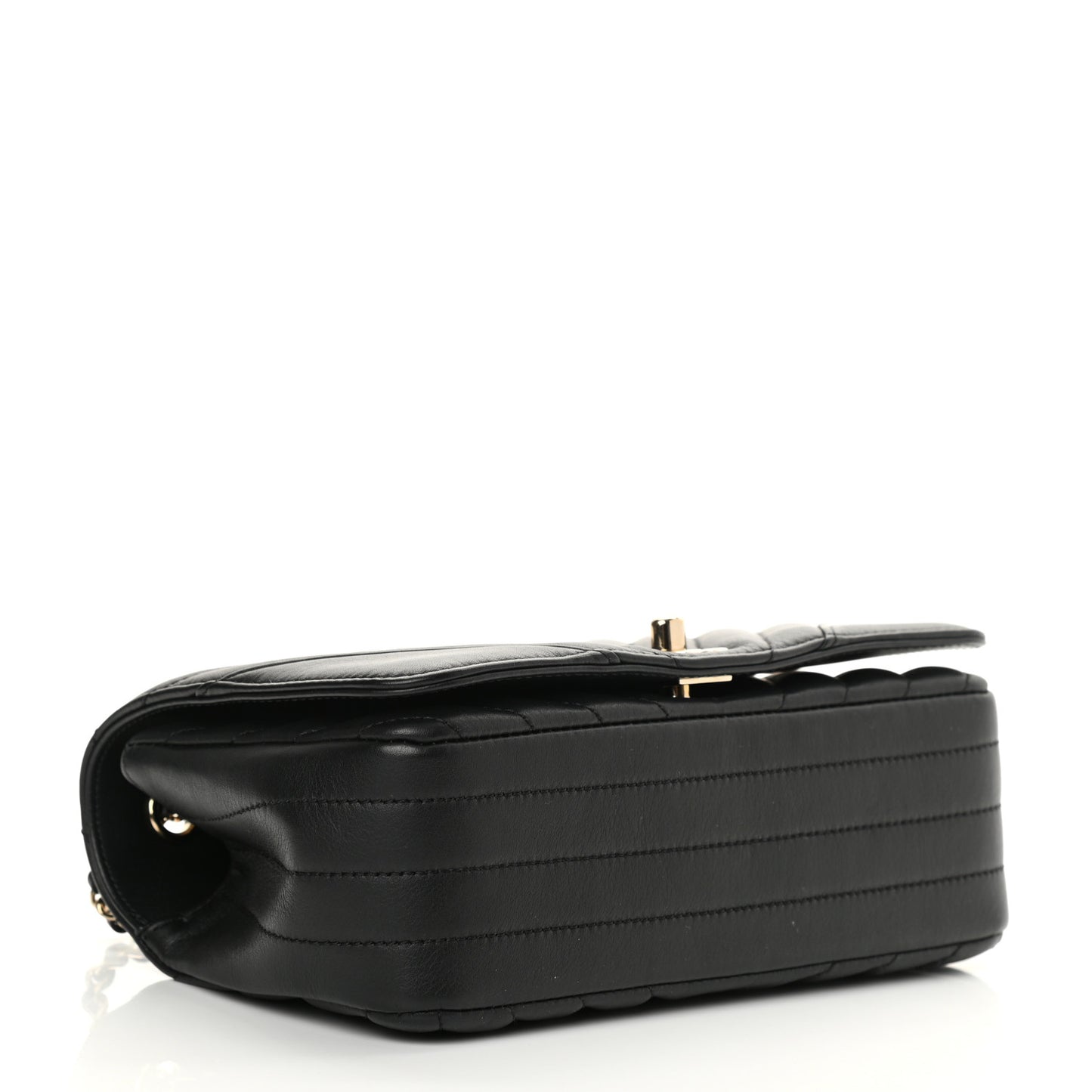 Calfskin Chevron Quilted Mini Statement Flap Black