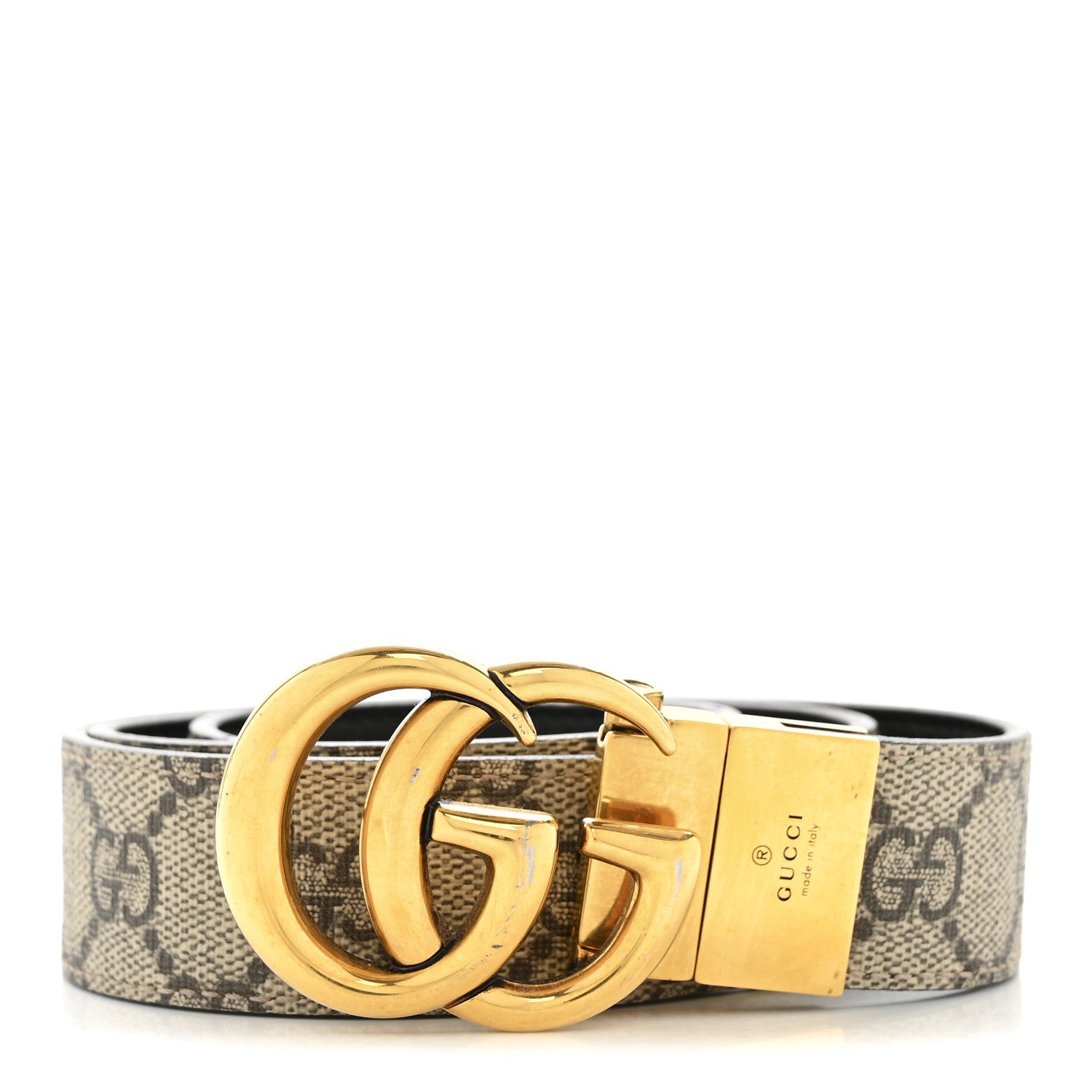 Gucci GG Supreme Monogram Plutone Calfskin Double G Reversible 75