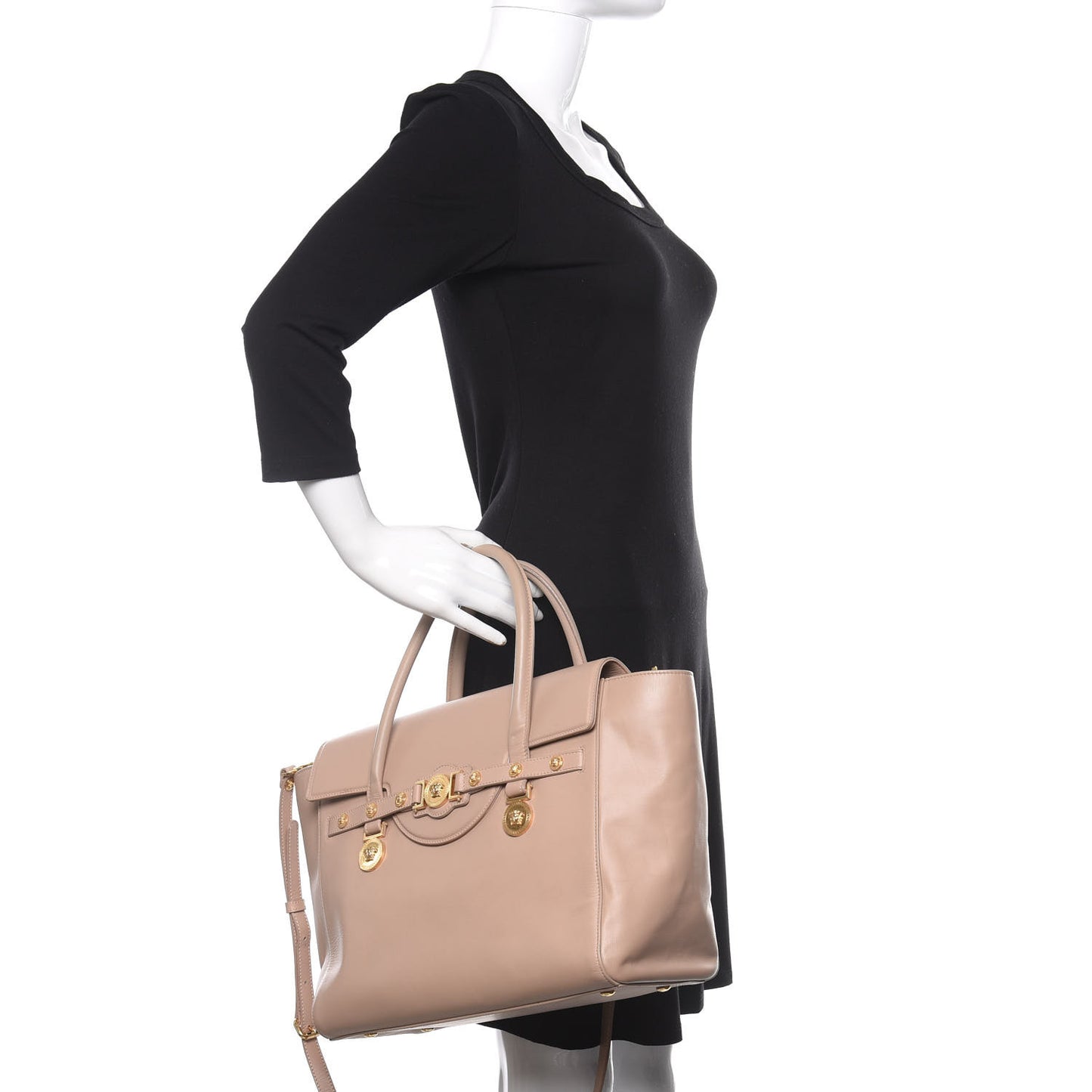 Vitello Calfskin Large Signature Tote Beige