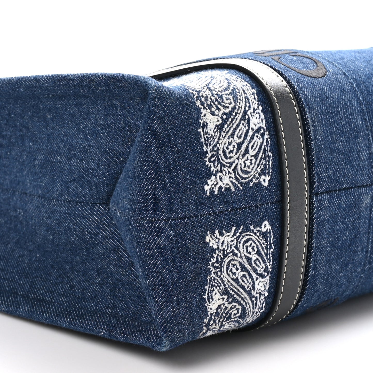 x High Summer Denim Calfskin Medium Woody Ribbon Tote Blue