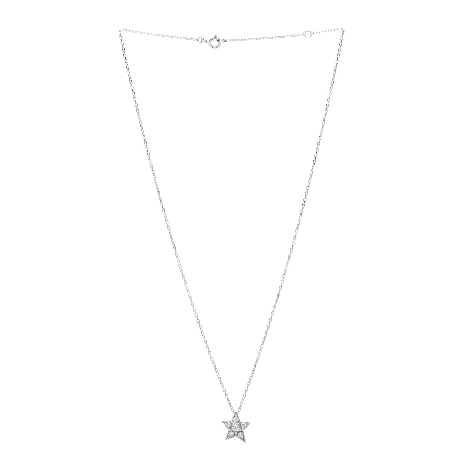 Chanel 18K White Gold Diamond Small Comete Geode Pendant Necklace 3 of 5