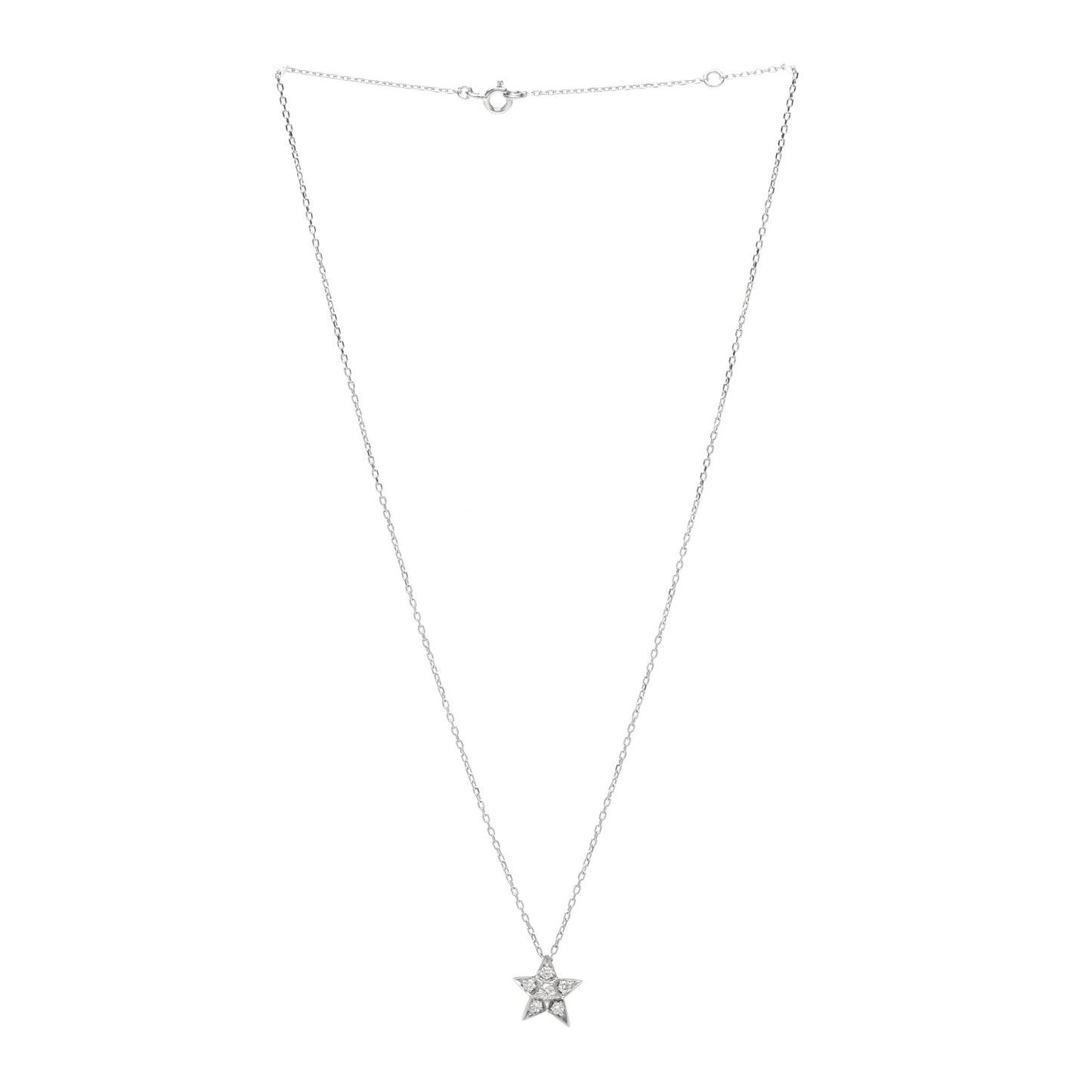 18K White Gold Diamond Small Comete Geode Pendant Necklace