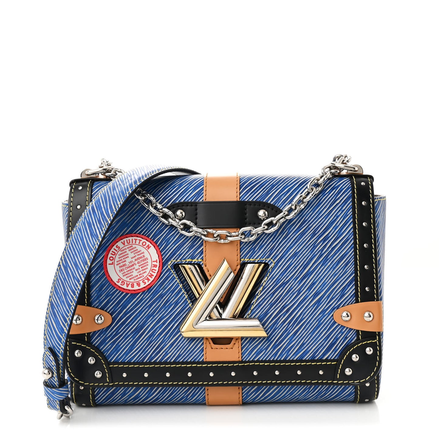 Epi Complice Trunks and Bags Twist Shoulder Bag MM Denim Light