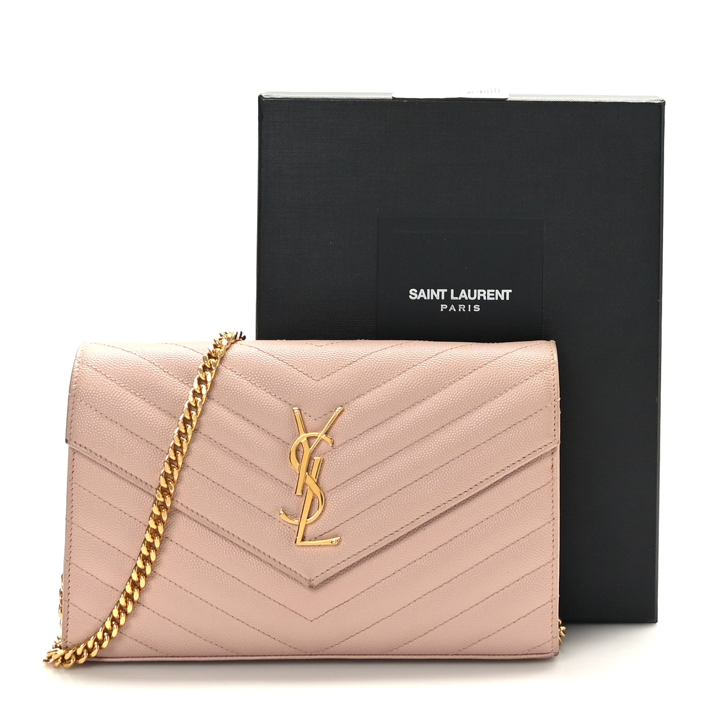Grain De Poudre Matelasse Chevron Monogram Chain Wallet Rose Antic