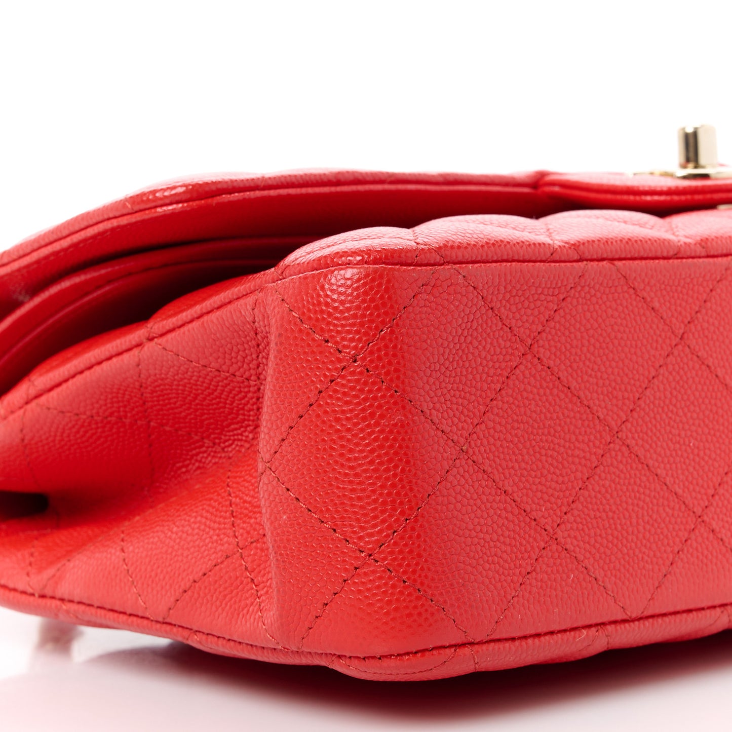Caviar Quilted Medium Double Flap Red