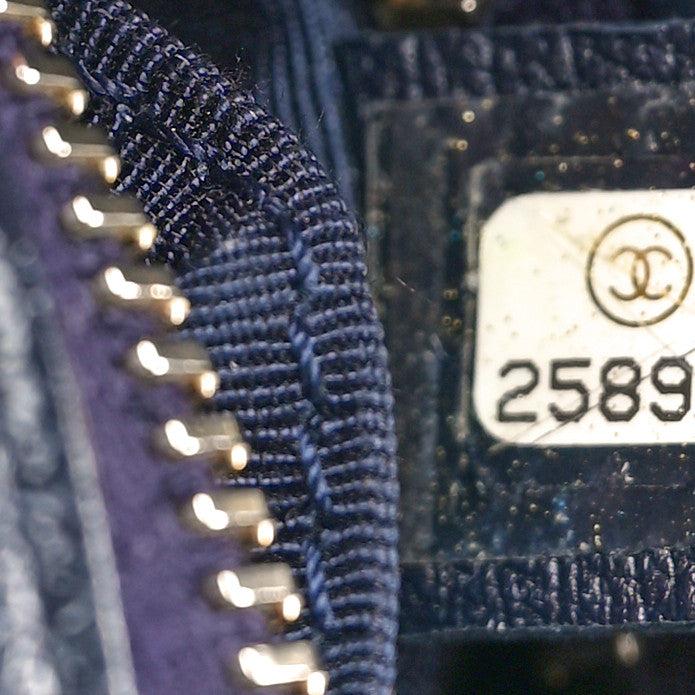 Tweed Calfskin Small Gabrielle Hobo Navy