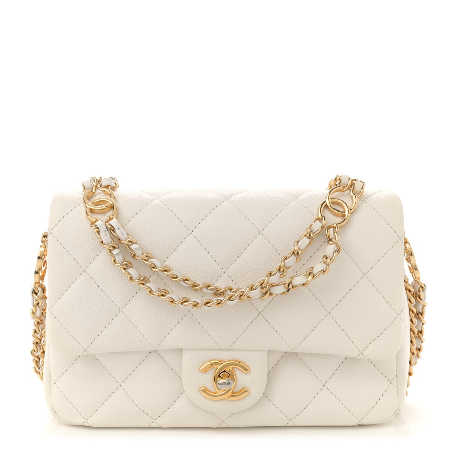 Caviar Quilted Mini CC You Flap White