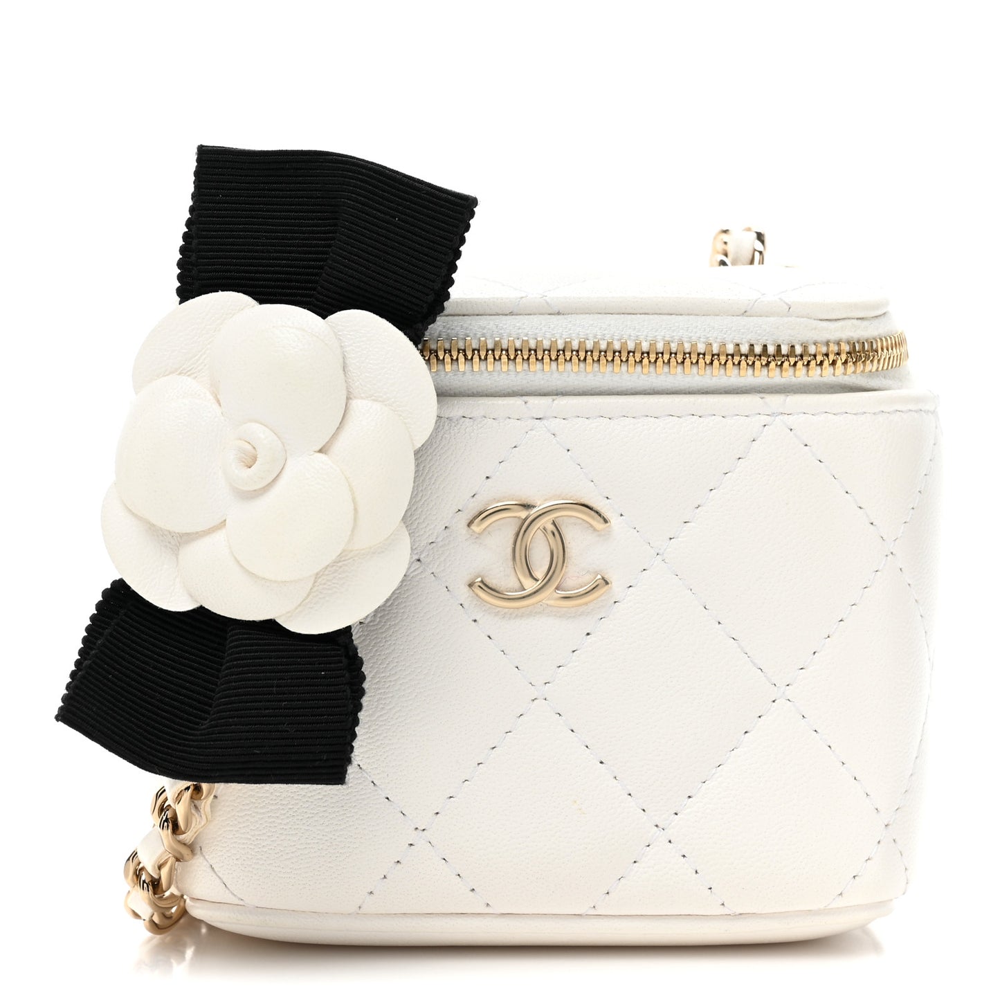 Lambskin Quilted My Chanel Lady Vanity Case With Chain White