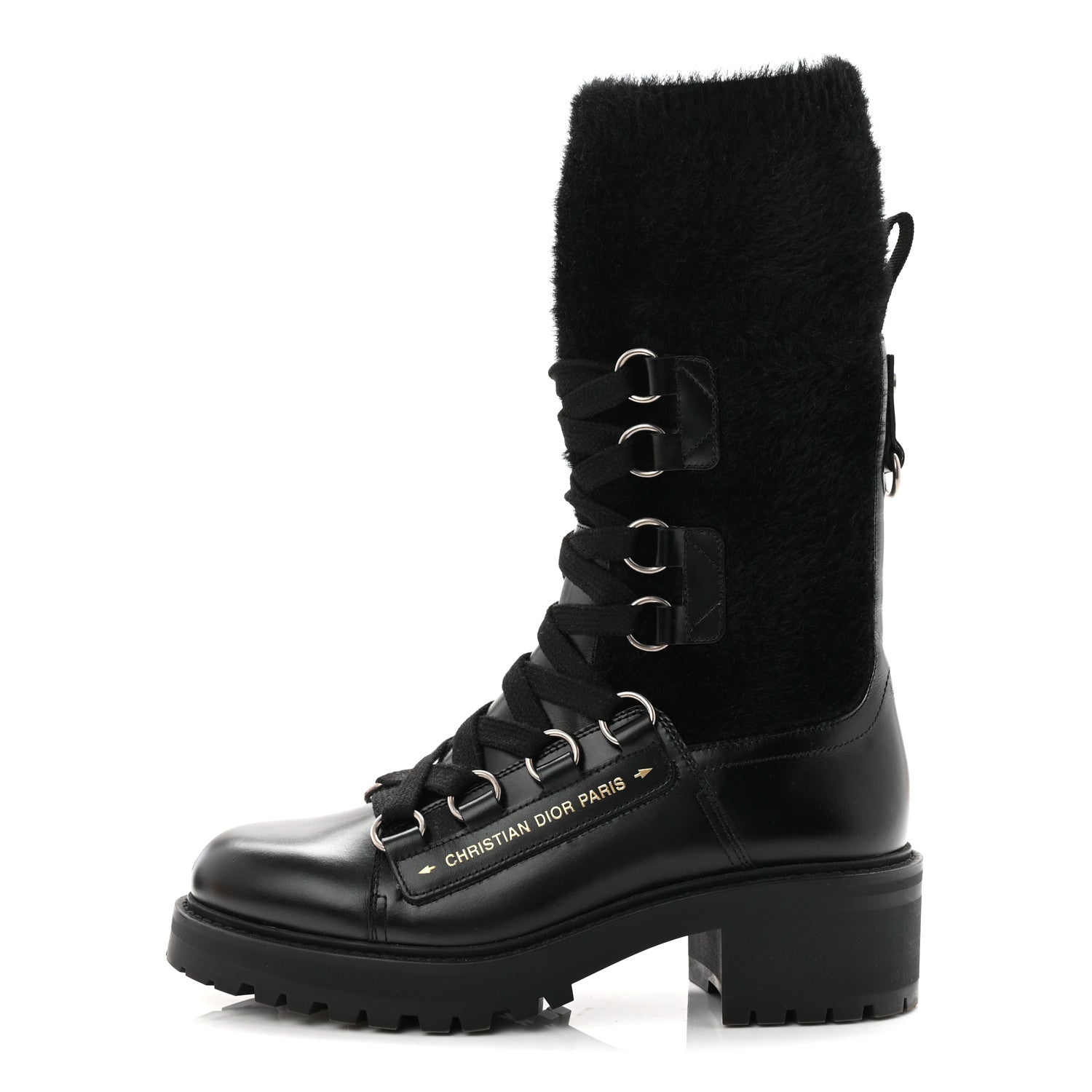Christian Dior Calfskin Furr Stretch D-Fight Ankle Boots 39.5
