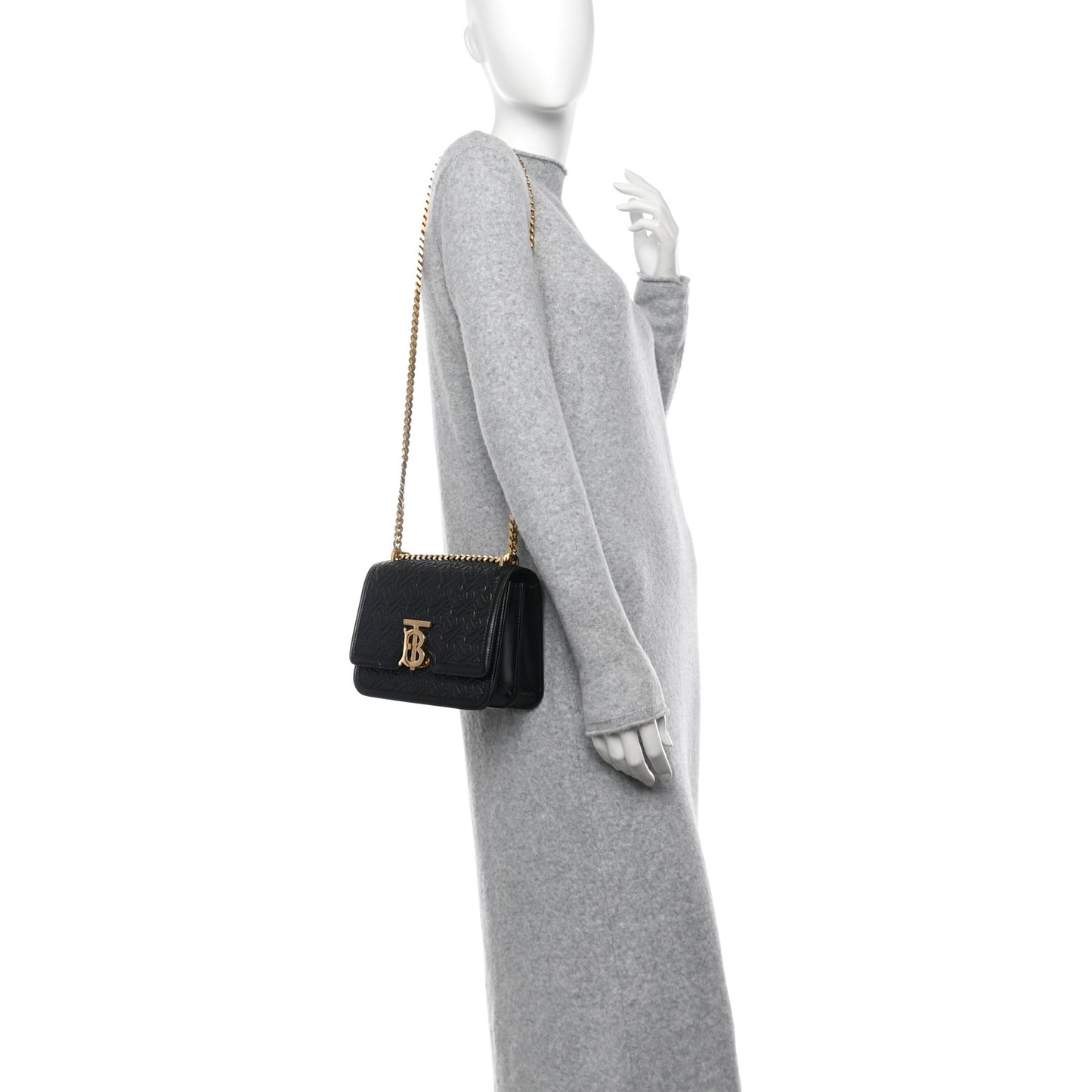 Calfskin Monogram Embossed Small TB Chain Bag Black