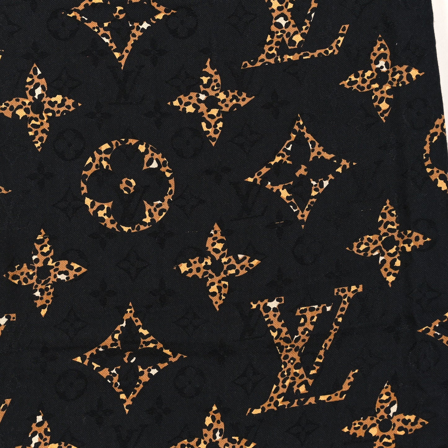 Wool Silk Monogram Giant Jungle Shawl Black