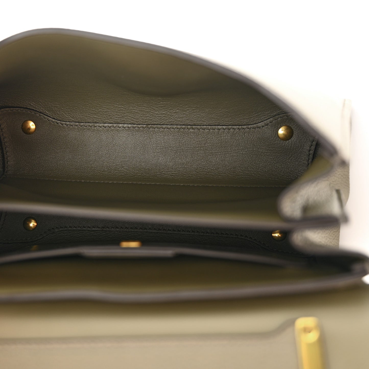 Calfskin Small Margot Top Handle Satchel Verde Olivo