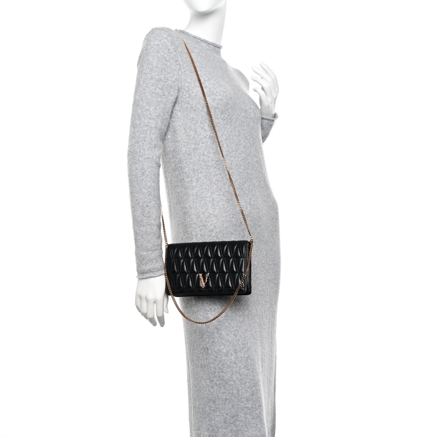 Versace Nappa Quilted Virtus Clutch Bag Black 2 of 9