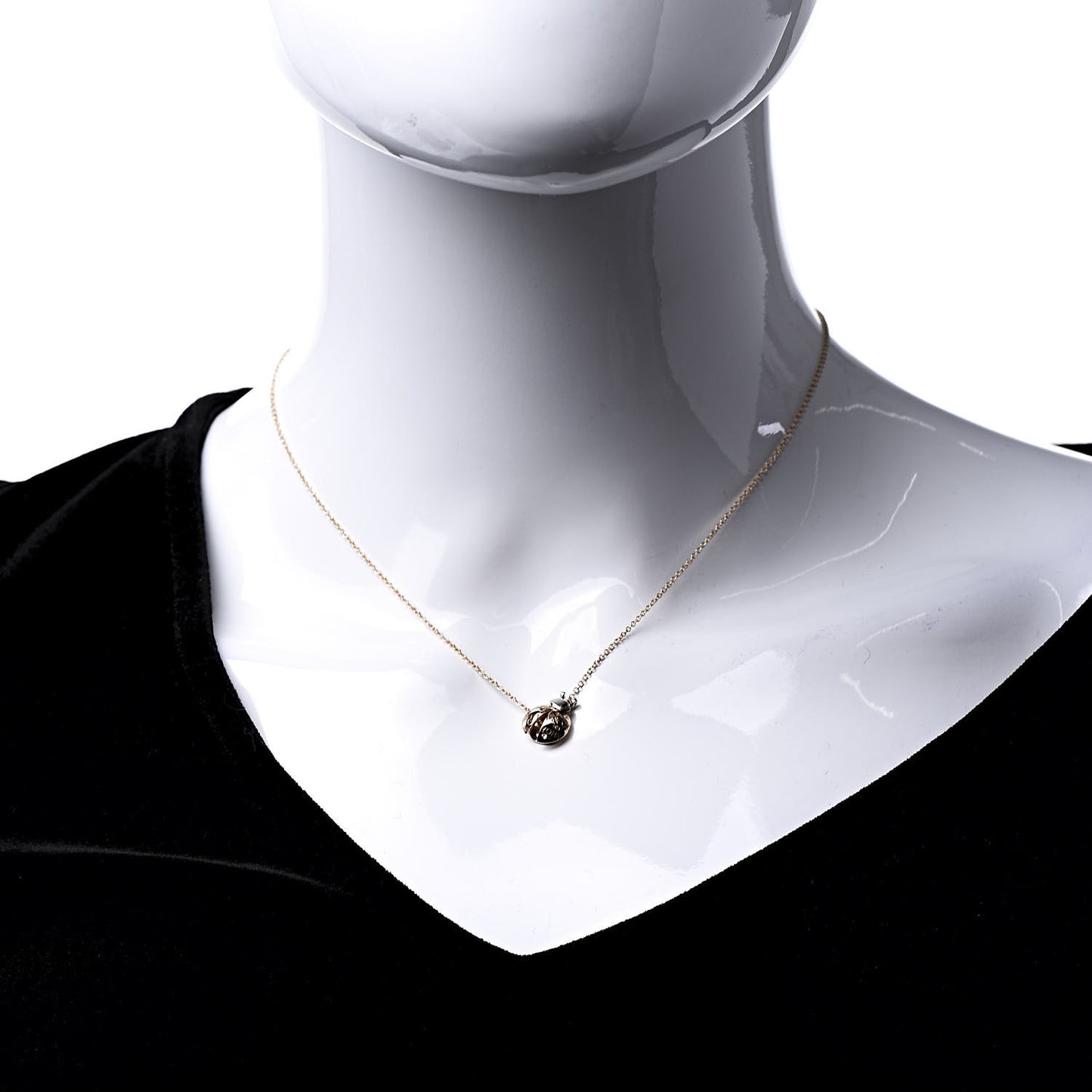 18K Rose Gold Sterling Silver Return to Love Bugs Ladybug Pendant Necklace