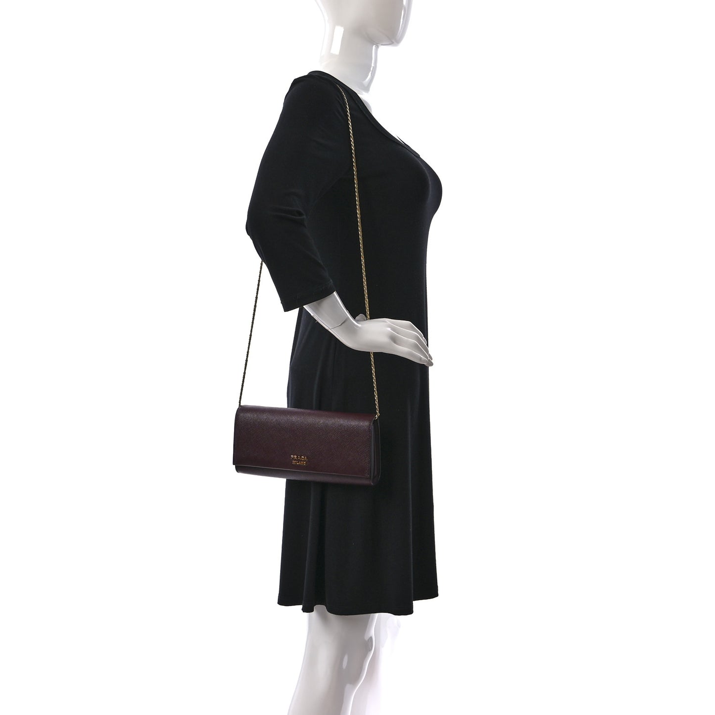 Saffiano Metal Chain Wallet Granato